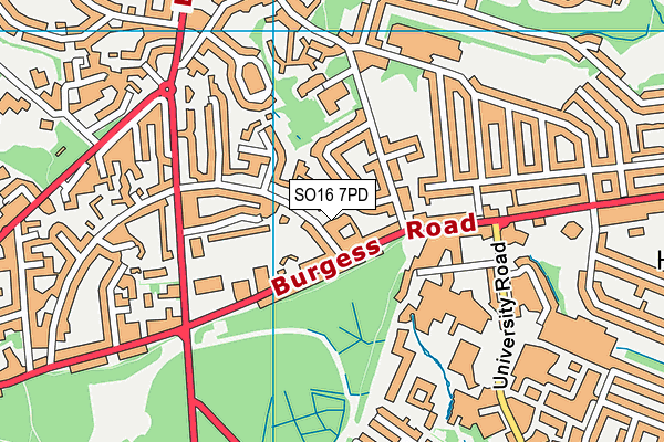 SO16 7PD map - OS VectorMap District (Ordnance Survey)