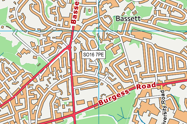 SO16 7PE map - OS VectorMap District (Ordnance Survey)