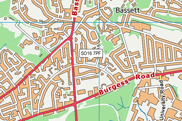 SO16 7PF map - OS VectorMap District (Ordnance Survey)