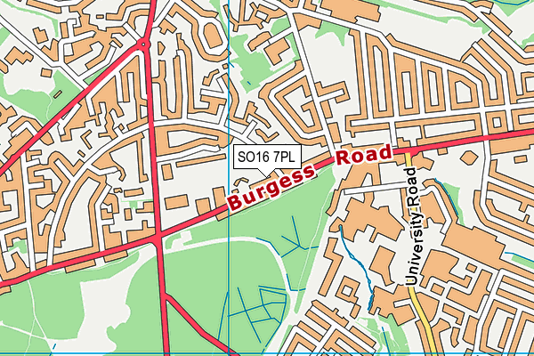 SO16 7PL map - OS VectorMap District (Ordnance Survey)