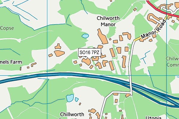 SO16 7PZ map - OS VectorMap District (Ordnance Survey)