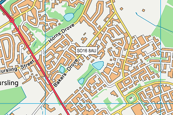 SO16 8AU map - OS VectorMap District (Ordnance Survey)