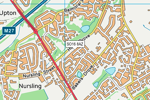 SO16 8AZ map - OS VectorMap District (Ordnance Survey)