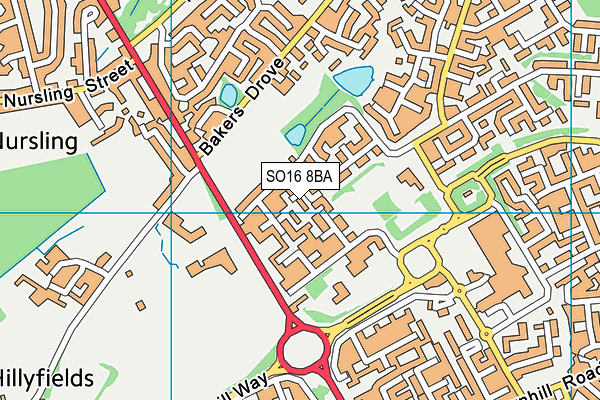 SO16 8BA map - OS VectorMap District (Ordnance Survey)