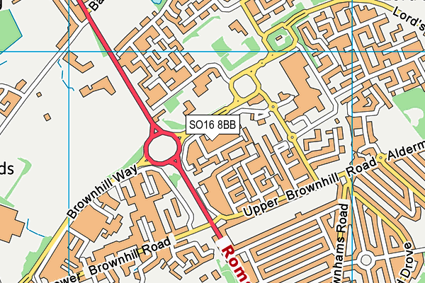 SO16 8BB map - OS VectorMap District (Ordnance Survey)