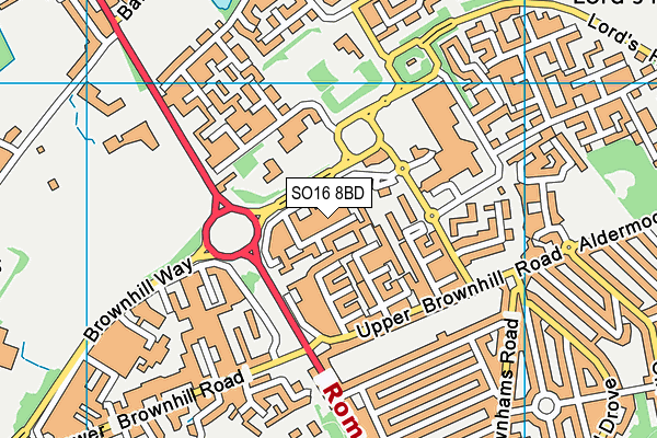 SO16 8BD map - OS VectorMap District (Ordnance Survey)