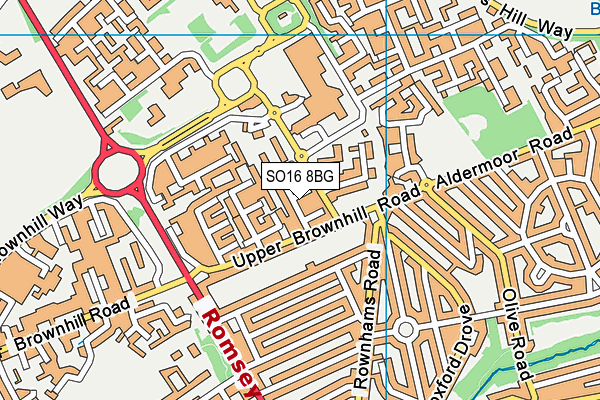 SO16 8BG map - OS VectorMap District (Ordnance Survey)