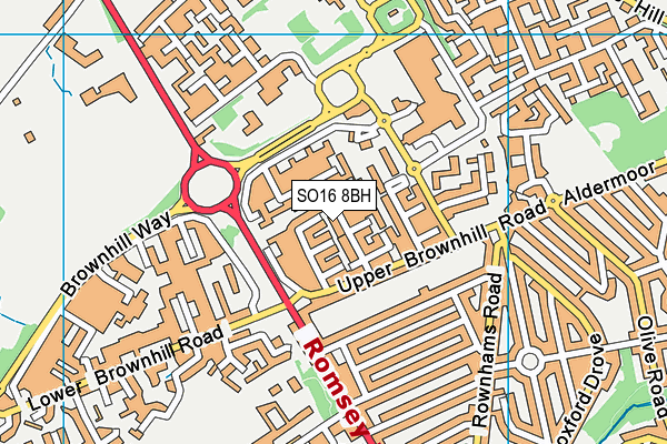 SO16 8BH map - OS VectorMap District (Ordnance Survey)