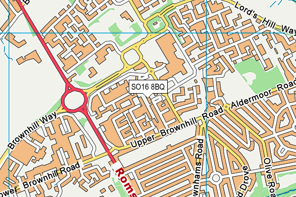 SO16 8BQ map - OS VectorMap District (Ordnance Survey)