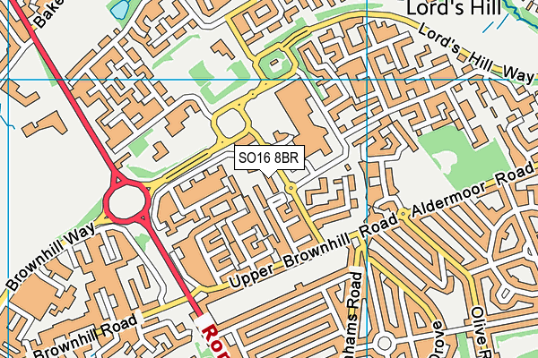 SO16 8BR map - OS VectorMap District (Ordnance Survey)