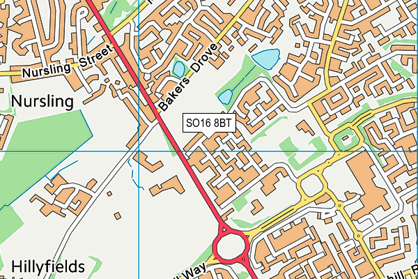 SO16 8BT map - OS VectorMap District (Ordnance Survey)