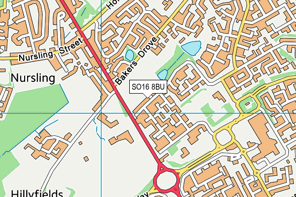 SO16 8BU map - OS VectorMap District (Ordnance Survey)