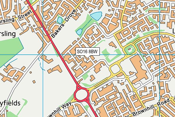 SO16 8BW map - OS VectorMap District (Ordnance Survey)