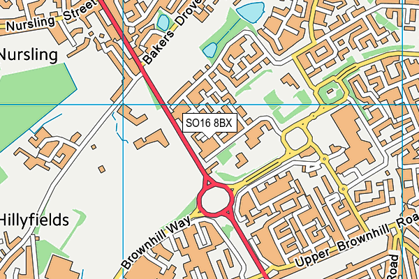 SO16 8BX map - OS VectorMap District (Ordnance Survey)