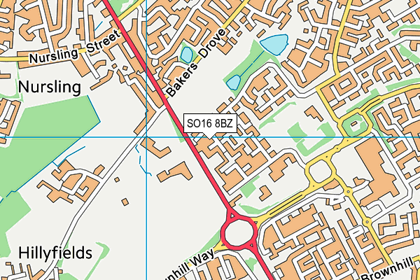 SO16 8BZ map - OS VectorMap District (Ordnance Survey)