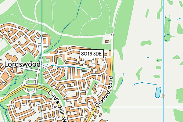 SO16 8DE map - OS VectorMap District (Ordnance Survey)