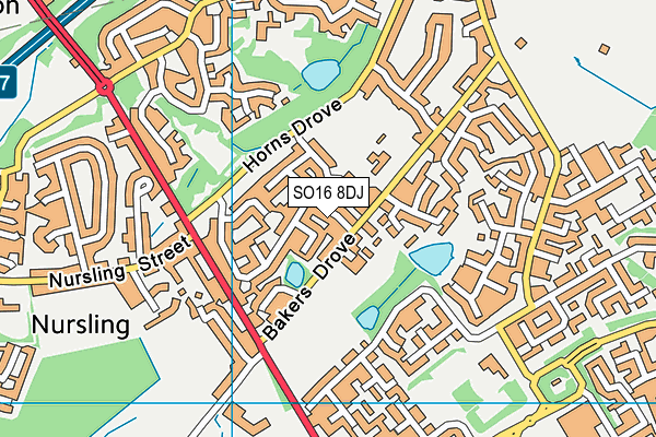 SO16 8DJ map - OS VectorMap District (Ordnance Survey)