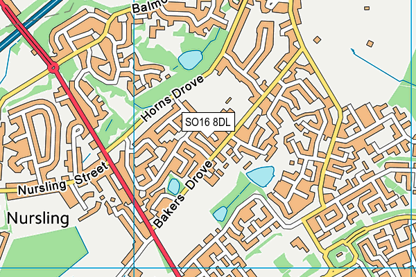 SO16 8DL map - OS VectorMap District (Ordnance Survey)