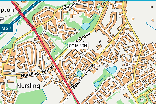 SO16 8DN map - OS VectorMap District (Ordnance Survey)