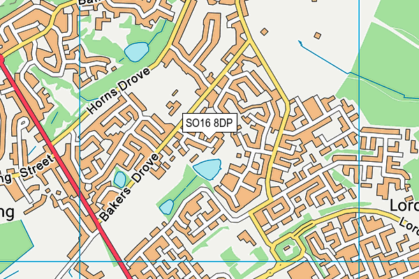 SO16 8DP map - OS VectorMap District (Ordnance Survey)