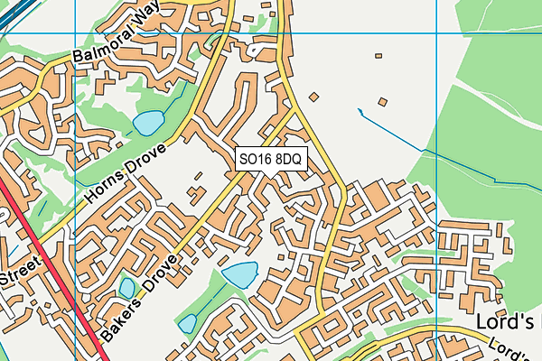 SO16 8DQ map - OS VectorMap District (Ordnance Survey)
