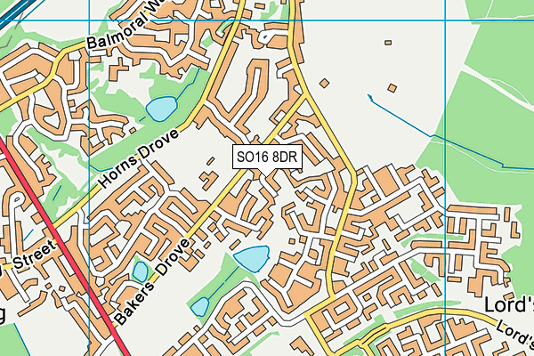 SO16 8DR map - OS VectorMap District (Ordnance Survey)