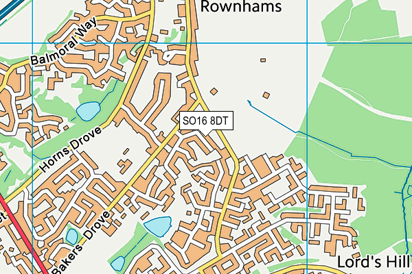 SO16 8DT map - OS VectorMap District (Ordnance Survey)