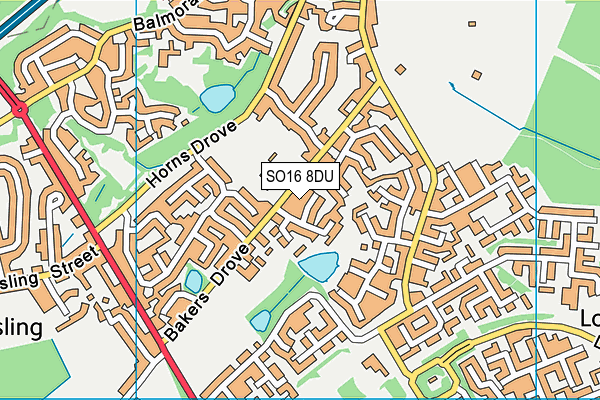 SO16 8DU map - OS VectorMap District (Ordnance Survey)