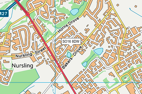 SO16 8DW map - OS VectorMap District (Ordnance Survey)