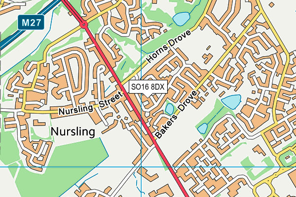 SO16 8DX map - OS VectorMap District (Ordnance Survey)