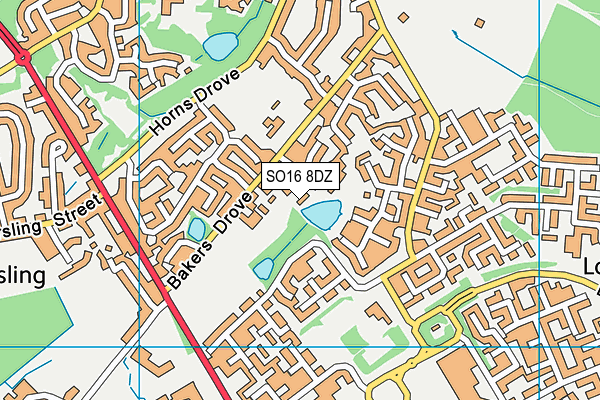 SO16 8DZ map - OS VectorMap District (Ordnance Survey)