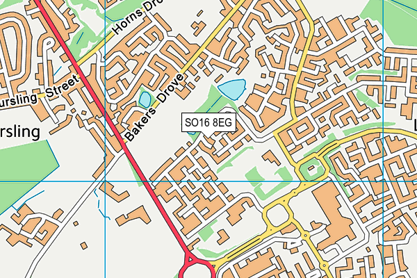 SO16 8EG map - OS VectorMap District (Ordnance Survey)
