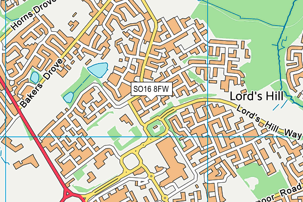 SO16 8FW map - OS VectorMap District (Ordnance Survey)
