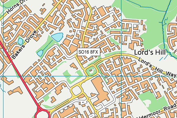 SO16 8FX map - OS VectorMap District (Ordnance Survey)