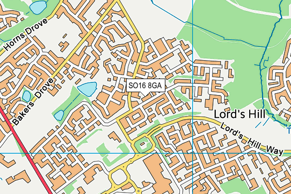 SO16 8GA map - OS VectorMap District (Ordnance Survey)