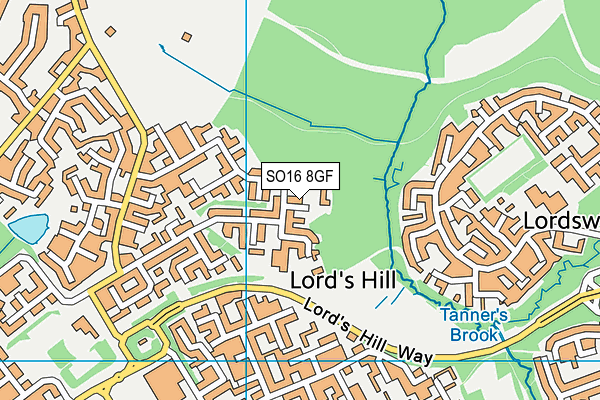 SO16 8GF map - OS VectorMap District (Ordnance Survey)