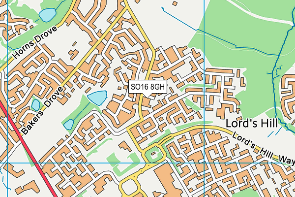 SO16 8GH map - OS VectorMap District (Ordnance Survey)