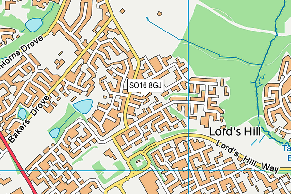SO16 8GJ map - OS VectorMap District (Ordnance Survey)