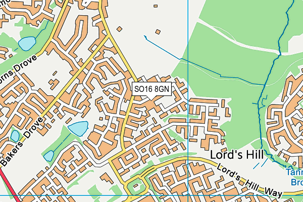 SO16 8GN map - OS VectorMap District (Ordnance Survey)