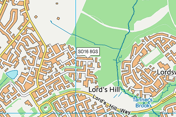 SO16 8GS map - OS VectorMap District (Ordnance Survey)
