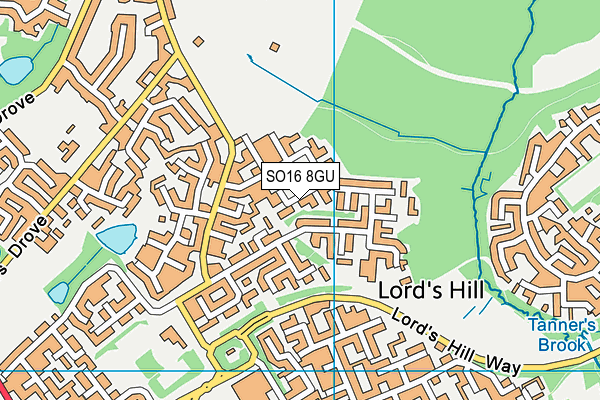 SO16 8GU map - OS VectorMap District (Ordnance Survey)