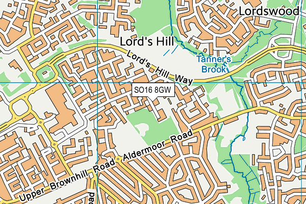 SO16 8GW map - OS VectorMap District (Ordnance Survey)