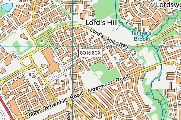 SO16 8GX map - OS VectorMap District (Ordnance Survey)