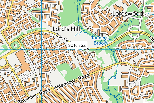 SO16 8GZ map - OS VectorMap District (Ordnance Survey)