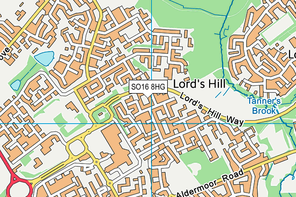 SO16 8HG map - OS VectorMap District (Ordnance Survey)