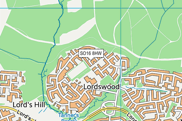 SO16 8HW map - OS VectorMap District (Ordnance Survey)