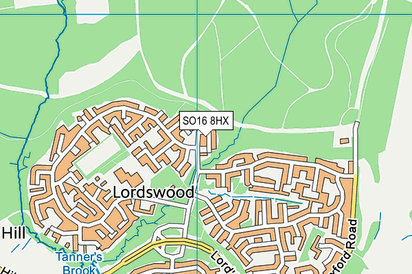 SO16 8HX map - OS VectorMap District (Ordnance Survey)