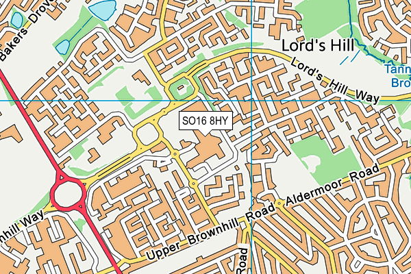 SO16 8HY map - OS VectorMap District (Ordnance Survey)