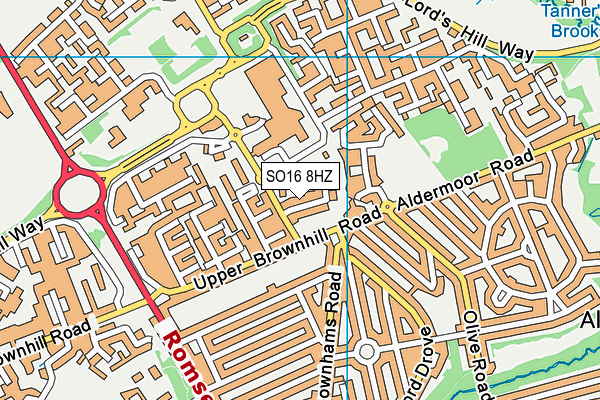 SO16 8HZ map - OS VectorMap District (Ordnance Survey)