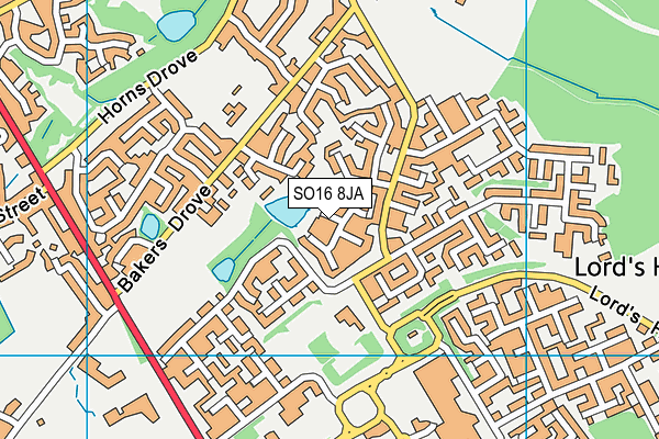 SO16 8JA map - OS VectorMap District (Ordnance Survey)